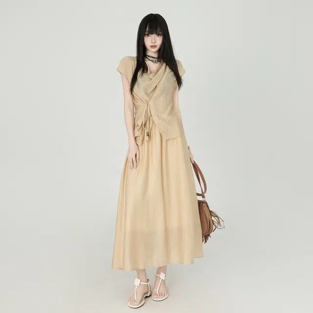 玫丝朵 复古夏季小众时尚减龄简约设计感百搭透气休闲套装 女款