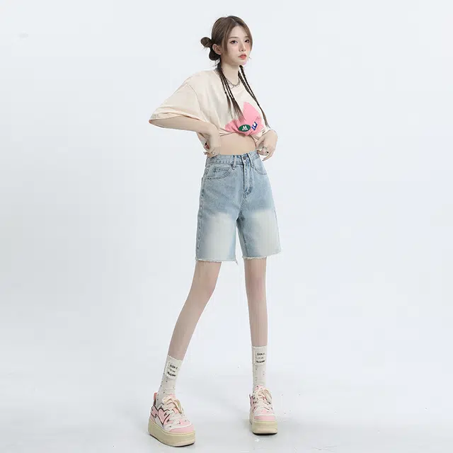 玫丝朵 简约百搭休闲舒适牛仔短裤 女款