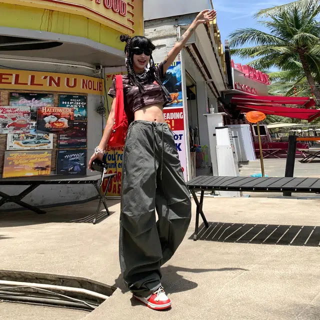 玫丝朵 美式伞兵裤女速干登山裤户外防晒拖地 休闲裤 女款