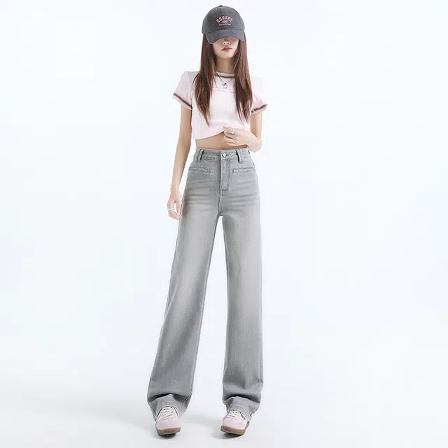 玫丝朵 优雅百搭清新简约纯色舒适 牛仔裤 女款