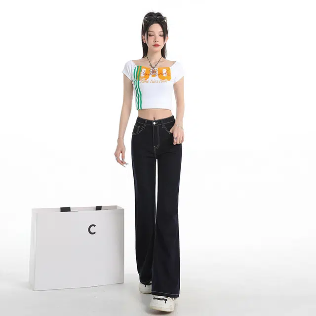玫丝朵 时尚优雅复古气质百搭牛仔裤 女款