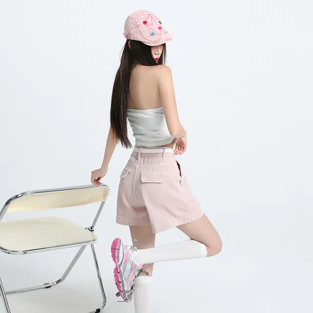 玫丝朵 美式复古时尚简约百搭休闲阔腿牛仔短裤 女款