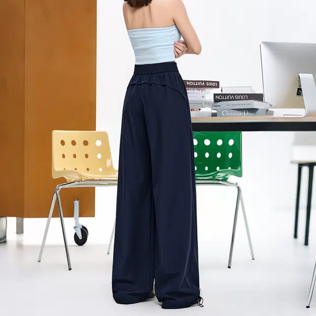 玫丝朵 美式极简风褶皱高腰速干百搭休闲裤 女款