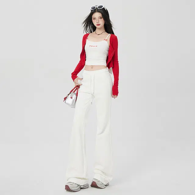 玫丝朵 韩系舒适柔软卫裤修身显瘦微喇休闲裤 女款