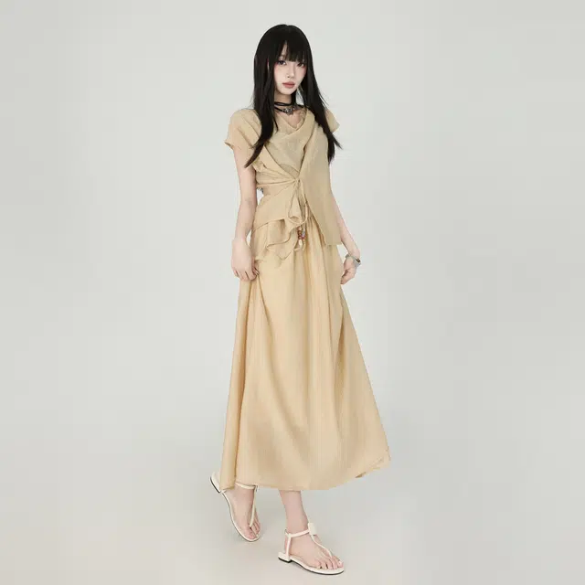 玫丝朵 复古夏季小众时尚减龄简约设计感百搭透气休闲套装 女款