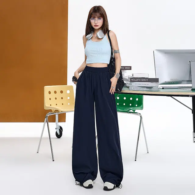 玫丝朵 美式极简风褶皱高腰速干百搭休闲裤 女款