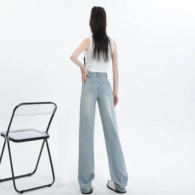 玫丝朵 经典简约时尚个性百搭宽松休闲牛仔裤 女款