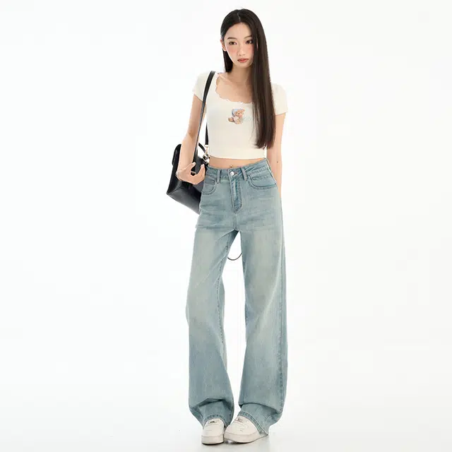 玫丝朵 时尚简约百搭休闲直筒牛仔裤 女款
