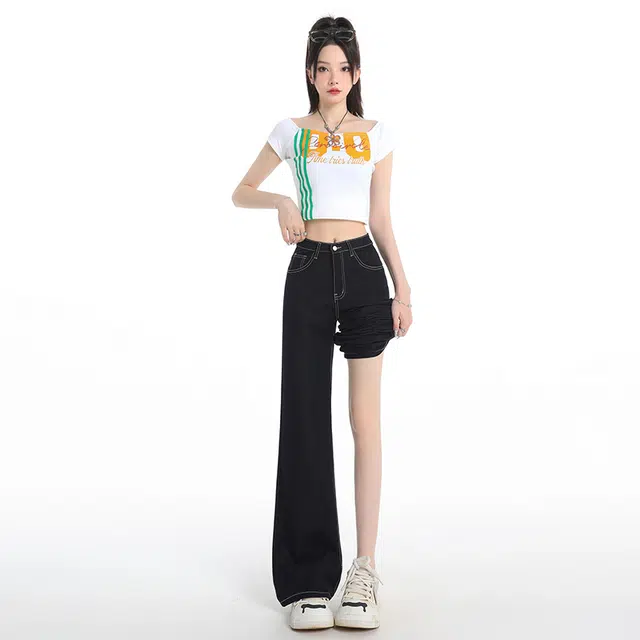玫丝朵 时尚优雅复古气质百搭牛仔裤 女款