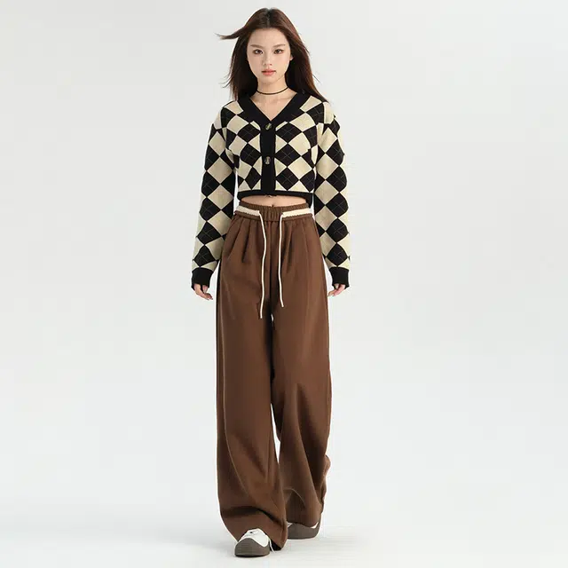 玫丝朵 百搭高腰宽松阔腿裤简约舒适时尚休闲裤 女款