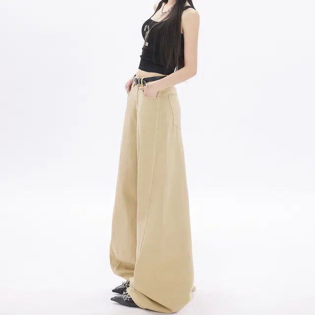 玫丝朵 美式复古休闲百搭宽松直筒牛仔裤 女款