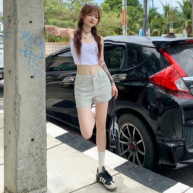 玫丝朵 甜美个性显瘦时髦百搭休闲短裤 女款 碎花短裤