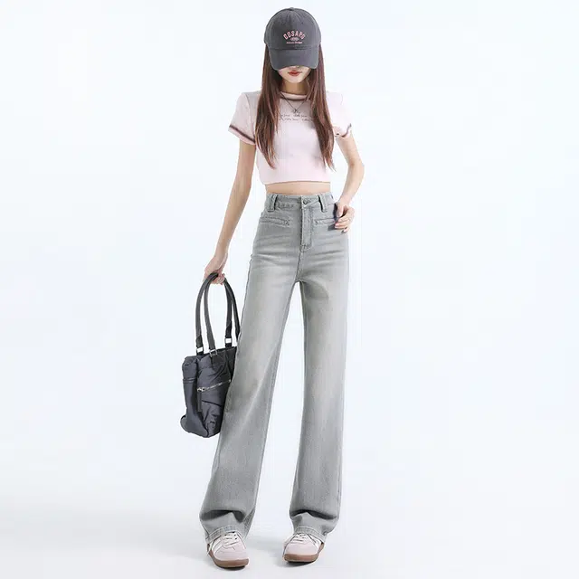 玫丝朵 优雅百搭清新简约纯色舒适 牛仔裤 女款