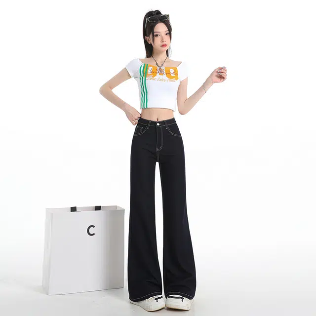 玫丝朵 时尚优雅复古气质百搭牛仔裤 女款