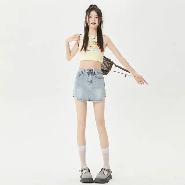 玫丝朵 简约百搭时尚牛仔短裙 女款