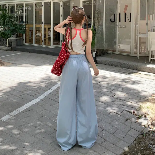 玫丝朵 阔腿宽松简约舒适纯色高腰休闲裤 女款