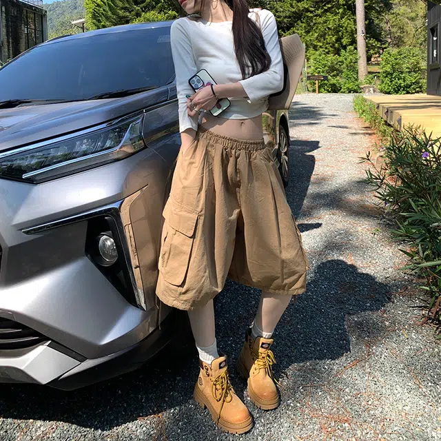 玫丝朵 美式复古松弛感设计休闲百搭宽松多口袋工装短裤 女款