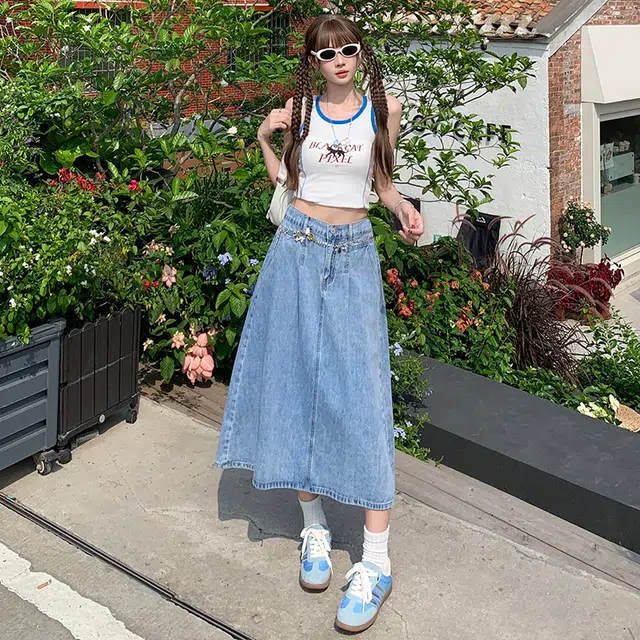 玫丝朵 高街风休闲百搭牛仔长裙 女款