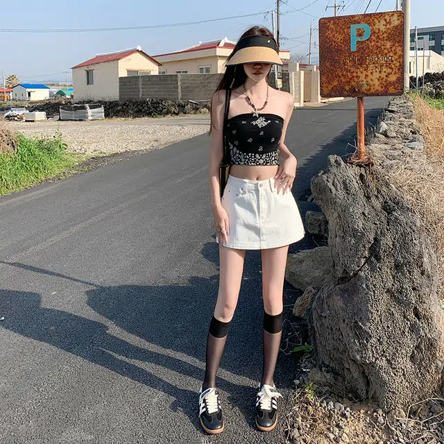 玫丝朵 美式小众侧拉链设计时尚百搭简约牛仔短裙 女款