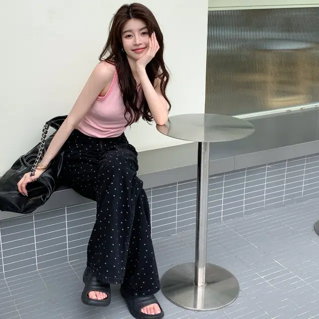 玫丝朵 刺绣修身短款字母背心 女款