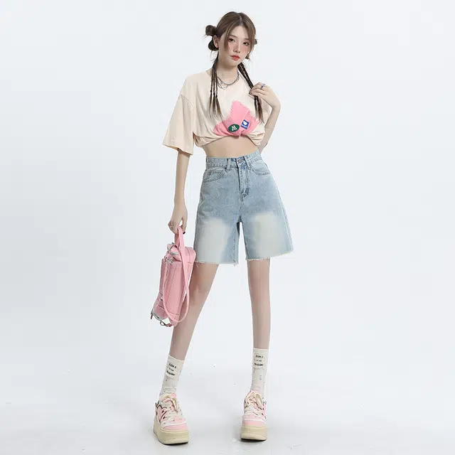 玫丝朵 简约百搭休闲舒适牛仔短裤 女款