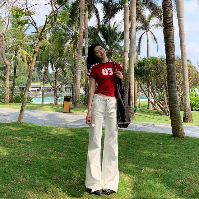 玫丝朵 休闲简约舒适百搭长裤牛仔裤 女款
