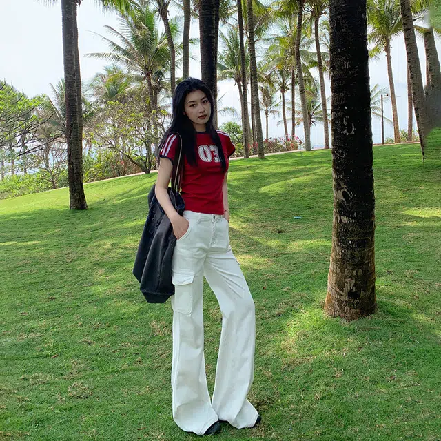玫丝朵 休闲简约舒适百搭长裤牛仔裤 女款