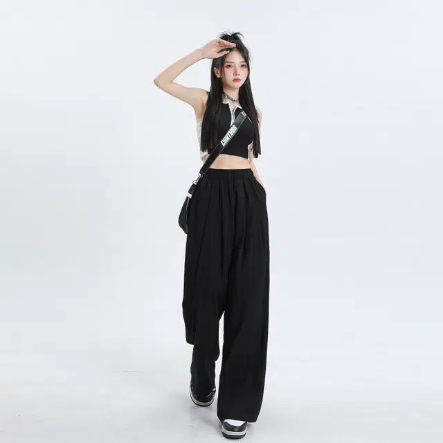 玫丝朵 韩风复古慵懒风遛弯裤褶皱肌理垂感简约百搭山本休闲裤 女款