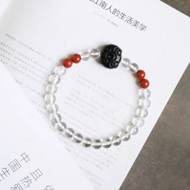 达隆 新中式聚财纳福转运珠 时来运转白阿塞纯净守护静心上岸复古手饰 #好运礼盒装 白水晶 手串 女款