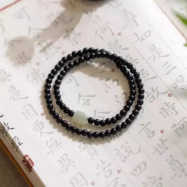 【心想事成】 达隆 细款文玩佛珠 国潮新中式转运纳福手链 金榜题名一鸣惊人蒸蒸日上前程似锦财源滚滚 黑檀 手串 男女同款情侣款