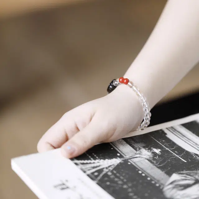 达隆 新中式聚财纳福转运珠 时来运转白阿塞纯净守护静心上岸复古手饰 #好运礼盒装 白水晶 手串 女款