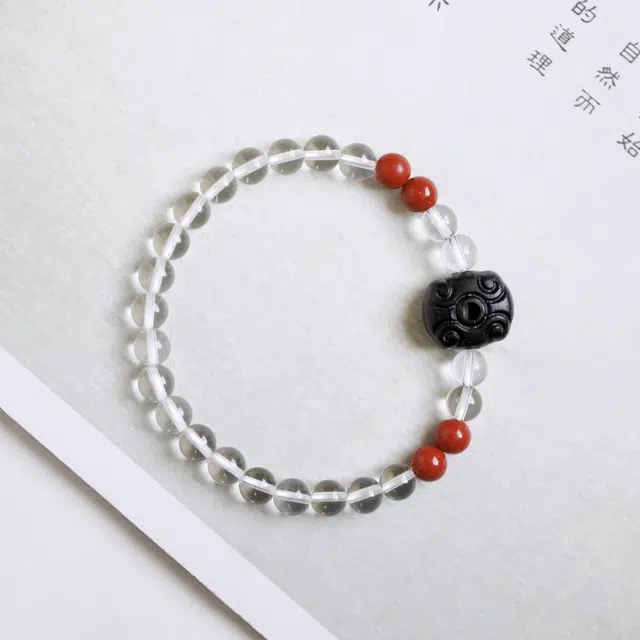 达隆 新中式聚财纳福转运珠 时来运转白阿塞纯净守护静心上岸复古手饰 #好运礼盒装 白水晶 手串 女款