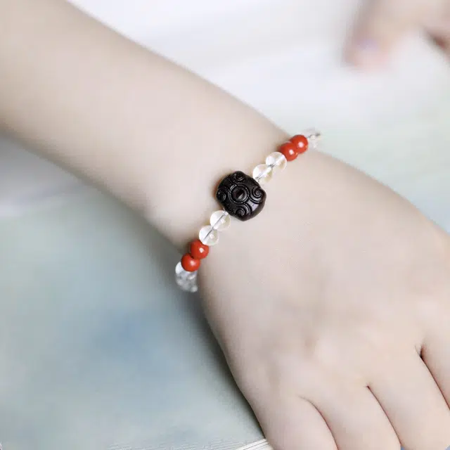 达隆 新中式聚财纳福转运珠 时来运转白阿塞纯净守护静心上岸复古手饰 #好运礼盒装 白水晶 手串 女款