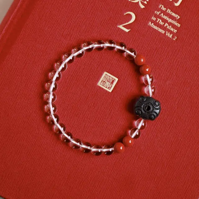 达隆 新中式聚财纳福转运珠 时来运转白阿塞纯净守护静心上岸复古手饰 #好运礼盒装 白水晶 手串 女款