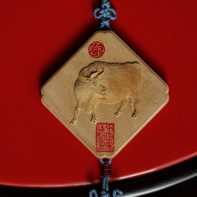 达隆 国风文玩平安纳福新中式时来运转平安纳福 老山檀 车挂 男女同款情侣款