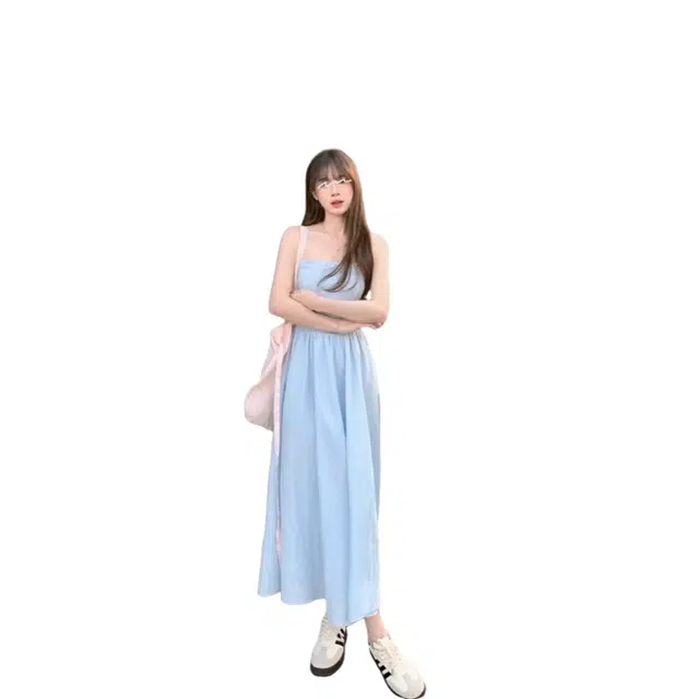 北极绒 纯欲风系带设计感露背收腰气质长裙吊带连衣裙 女款
