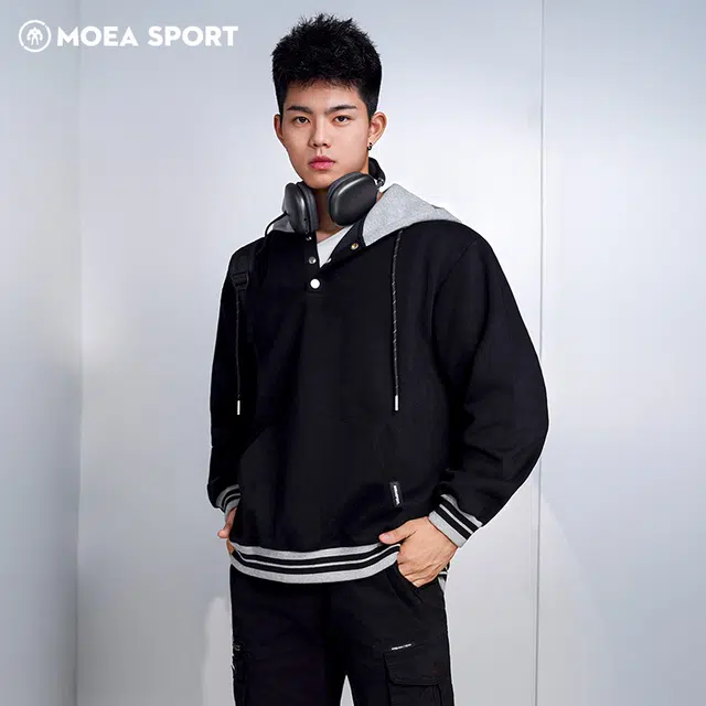 墨立方 撞色连帽设计假两件卫衣 男款