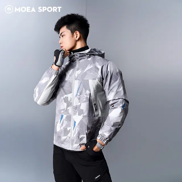墨立方 薄款休闲速干防风户外运动连帽夹克外套 男款