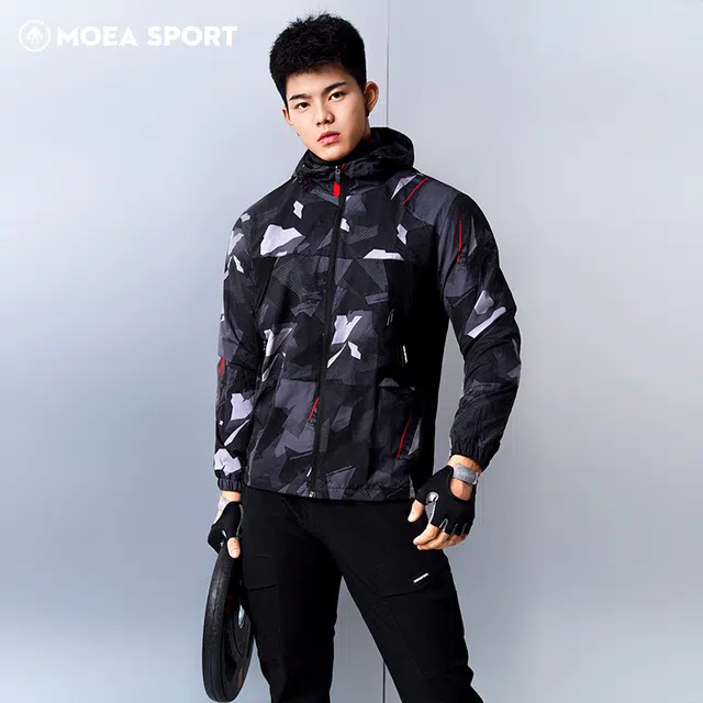 墨立方 薄款休闲速干防风户外运动连帽夹克外套 男款