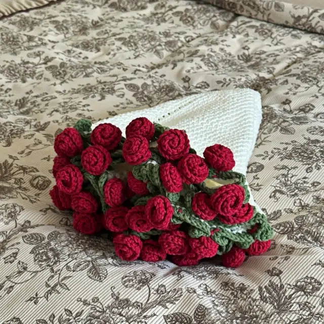 纯兔鼠 玫瑰 铃兰花毯子成品 手工钩织编织花束花朵 安抚陪伴 玩具