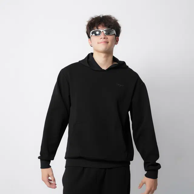 左右力量 潮流基础款连帽舒适纯色简约运动休闲时尚百搭长袖卫衣 男女同款