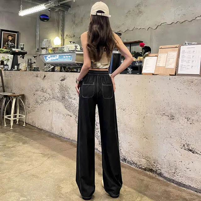 思蓓儿 时尚简约舒适直筒拖地休闲裤 女款