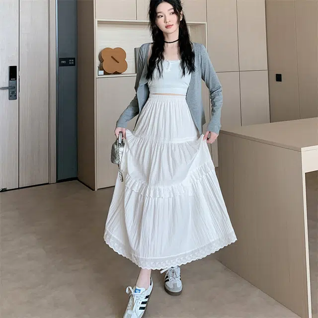 思蓓儿 百搭纯色时尚舒适休闲长裙 女款 白色