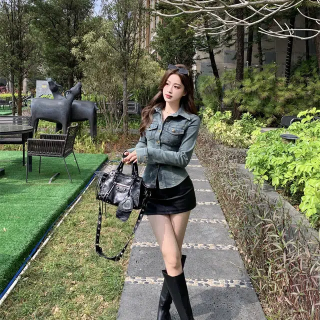 思蓓儿 美式复古牛仔水洗蓝长袖衬衫 女款 蓝色
