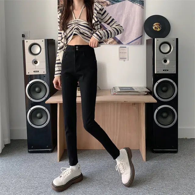 思蓓儿 高腰秋冬款显瘦修身紧身小脚铅笔裤子牛仔裤 女款