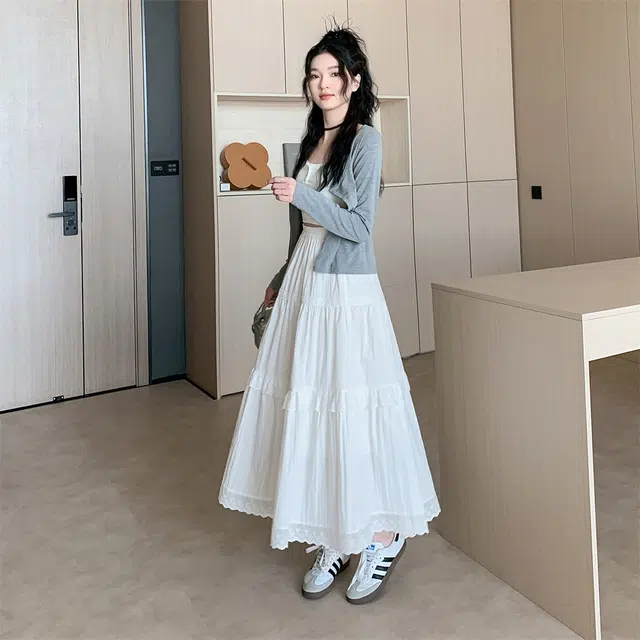 思蓓儿 百搭纯色时尚舒适休闲长裙 女款 白色