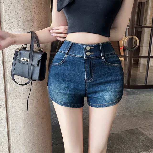 思蓓儿 丰胯高腰休闲显瘦热裤修身牛仔短裤 女款