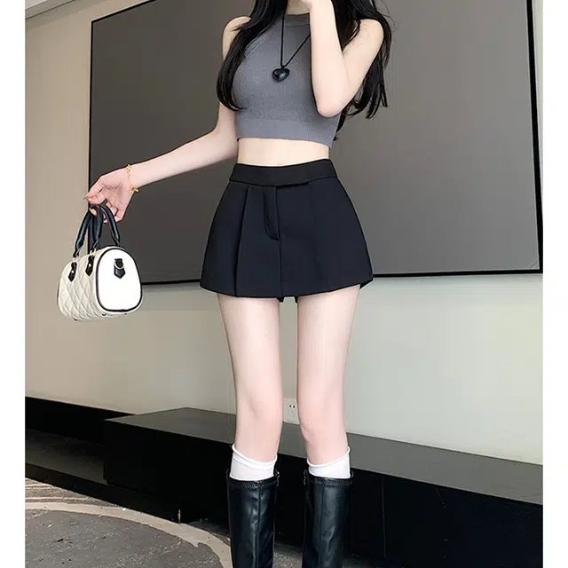 思蓓儿 美式夏防走光辣妹包臀休闲短裙 女款 黑色