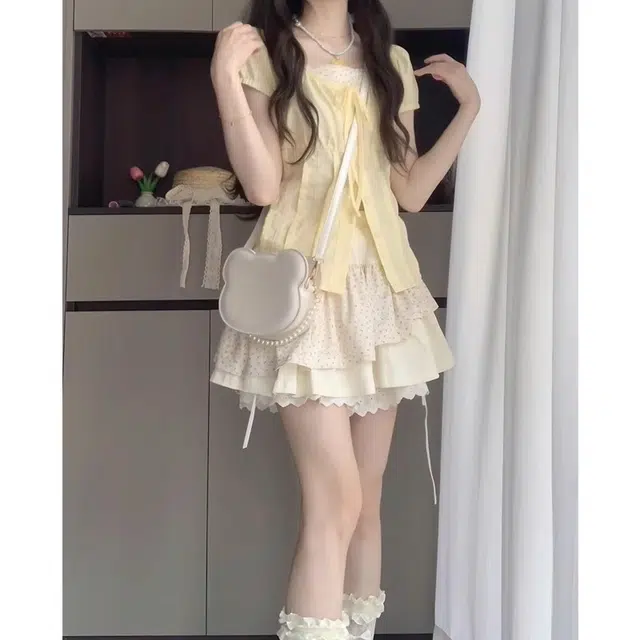 思蓓儿 衬衫法式碎花短袖甜美上衣不规则半身裙两件套裙装套装 女款