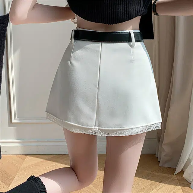 思蓓儿 不规则蕾丝花边西装半身裙高腰包臀休闲短裙 女款